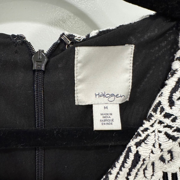 Halogen Black & White Lace Shift Dress – Sleeveless, Elegant, Classic Cocktail - Picture 2 of 4